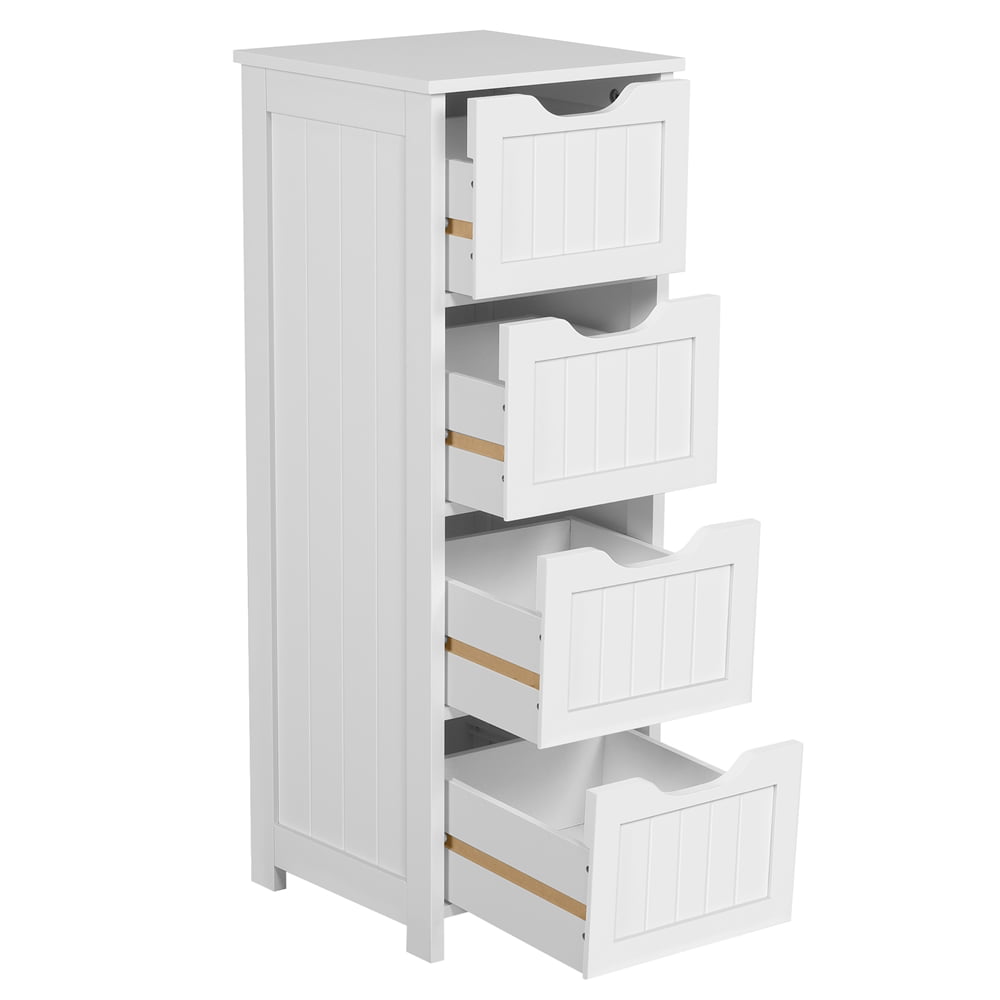 Yaheetech 4 Drawers Free-Standing Bathroom Floor Cabinet, White