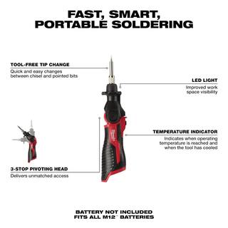 MW M12 FUEL 12-Volt Lithium-Ion 14 in. Cordless Right Angle Die Grinder Kit with M12 Soldering Iron 2485-22-2488-20