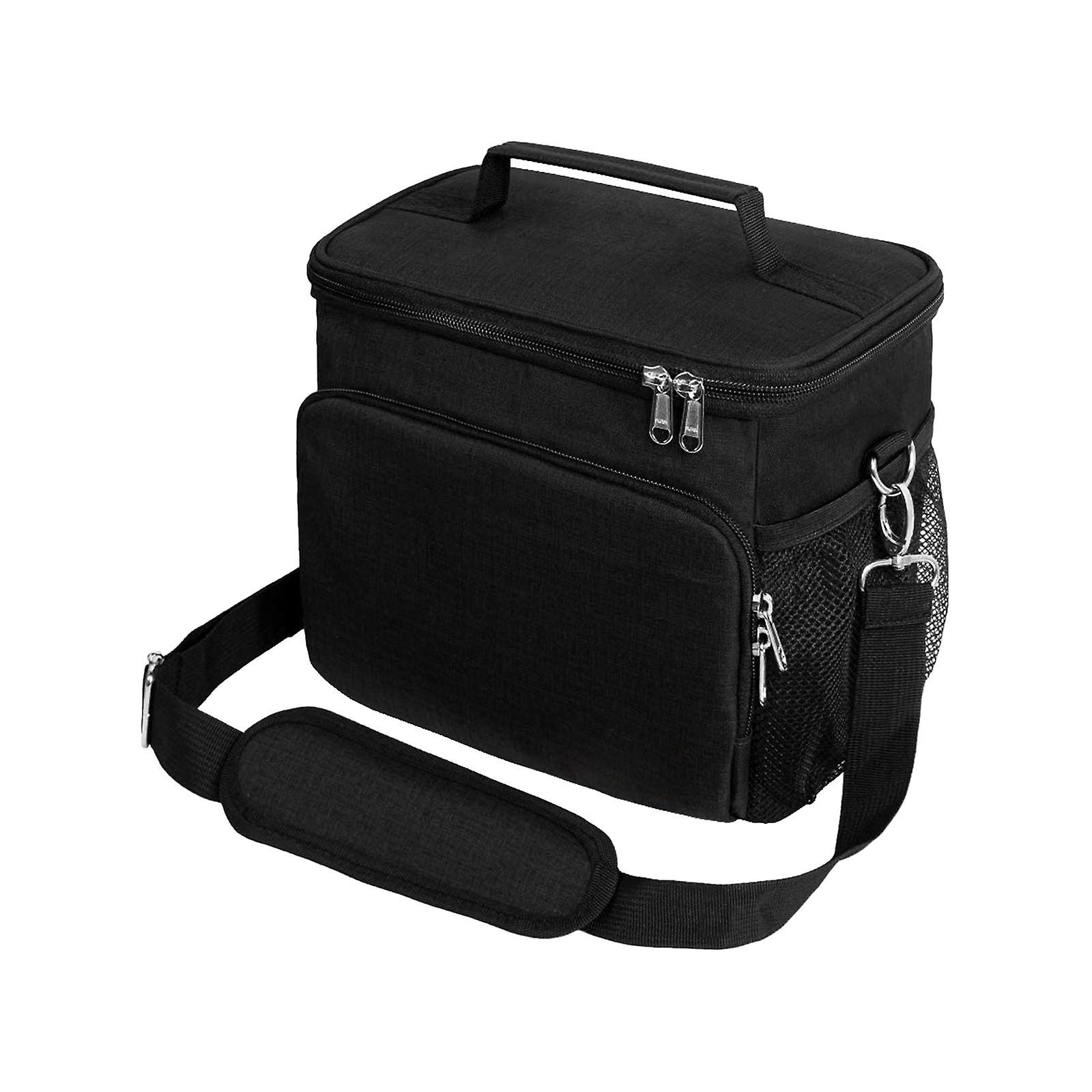 Lunch Bag With Adjustable Shoulder Strap Portable For Fishing Camping Travel Black