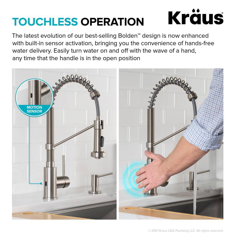 KRAUS Bolden Single Handle Pull-Down Sprayer Kitchen Faucet with Touchless Sensor in Matte Black KSF-1610MB