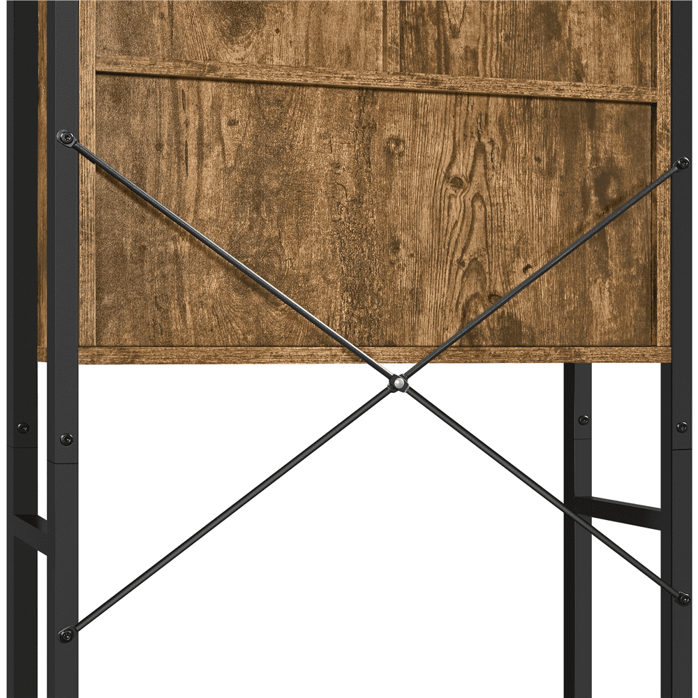 Yaheetech Industrial Style Over-The-Toilet Storage Cabinet with Cupboard and Open Shelves, Rustic Brown