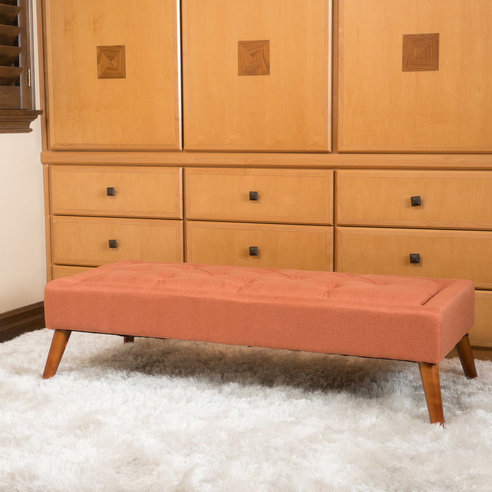 GDF Studio Pyram Mid Century Modern Ottoman Bench   Midcentury   Upholstered Benches   by GDFStudio  Houzz