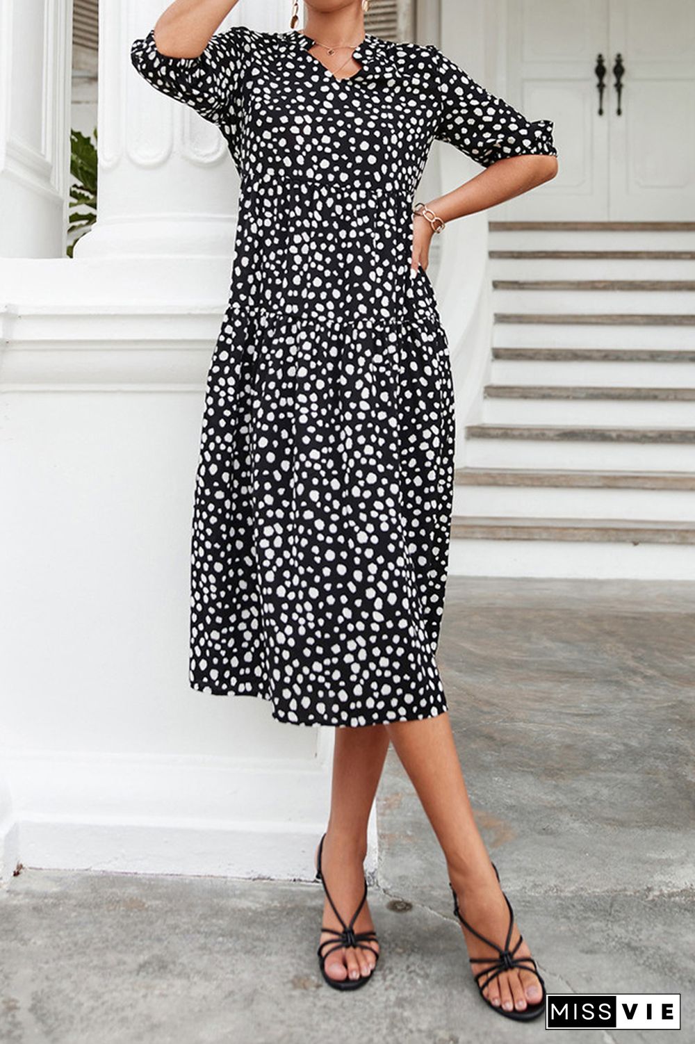 Polka Dot V-neck Dress Wholesale