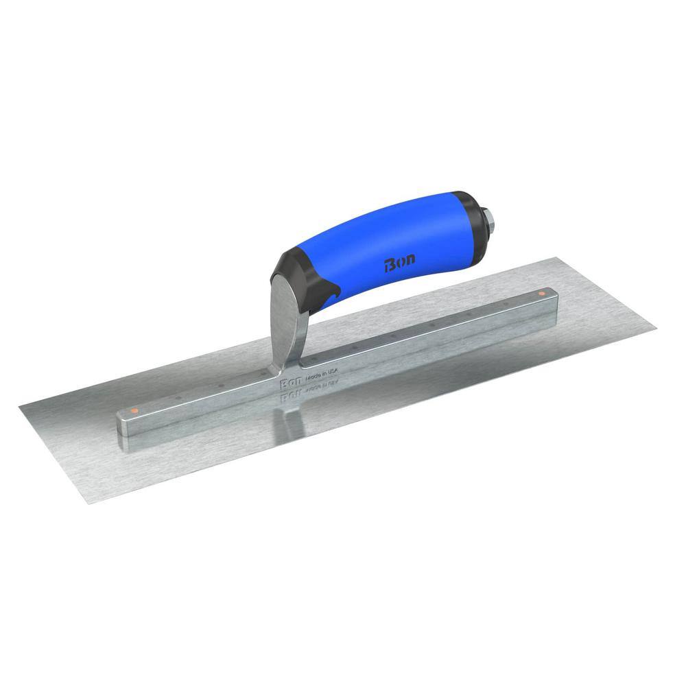 Bon Tool 14 in. x 4 in. Razor Stainless Steel Square End Finish Trowel with Comfort Wave Handle and Long Shank 67-309