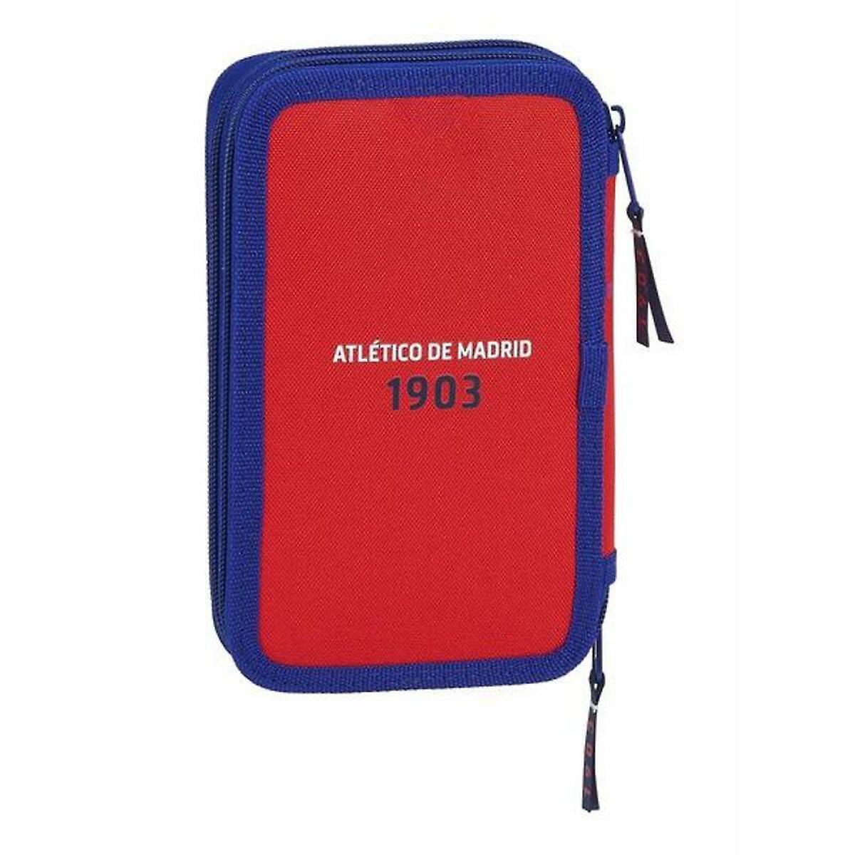 Double Pencil Case Atlético Madrid Blue Rojo/Blanco Sporting 28 Pieces 12.5 x 19.5 x 4 cm