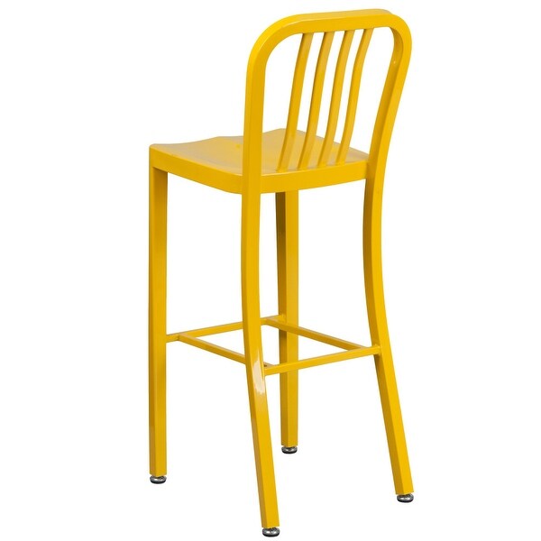 2 Pack 30'' High Metal Indoor-Outdoor Barstool with Vertical Slat Back