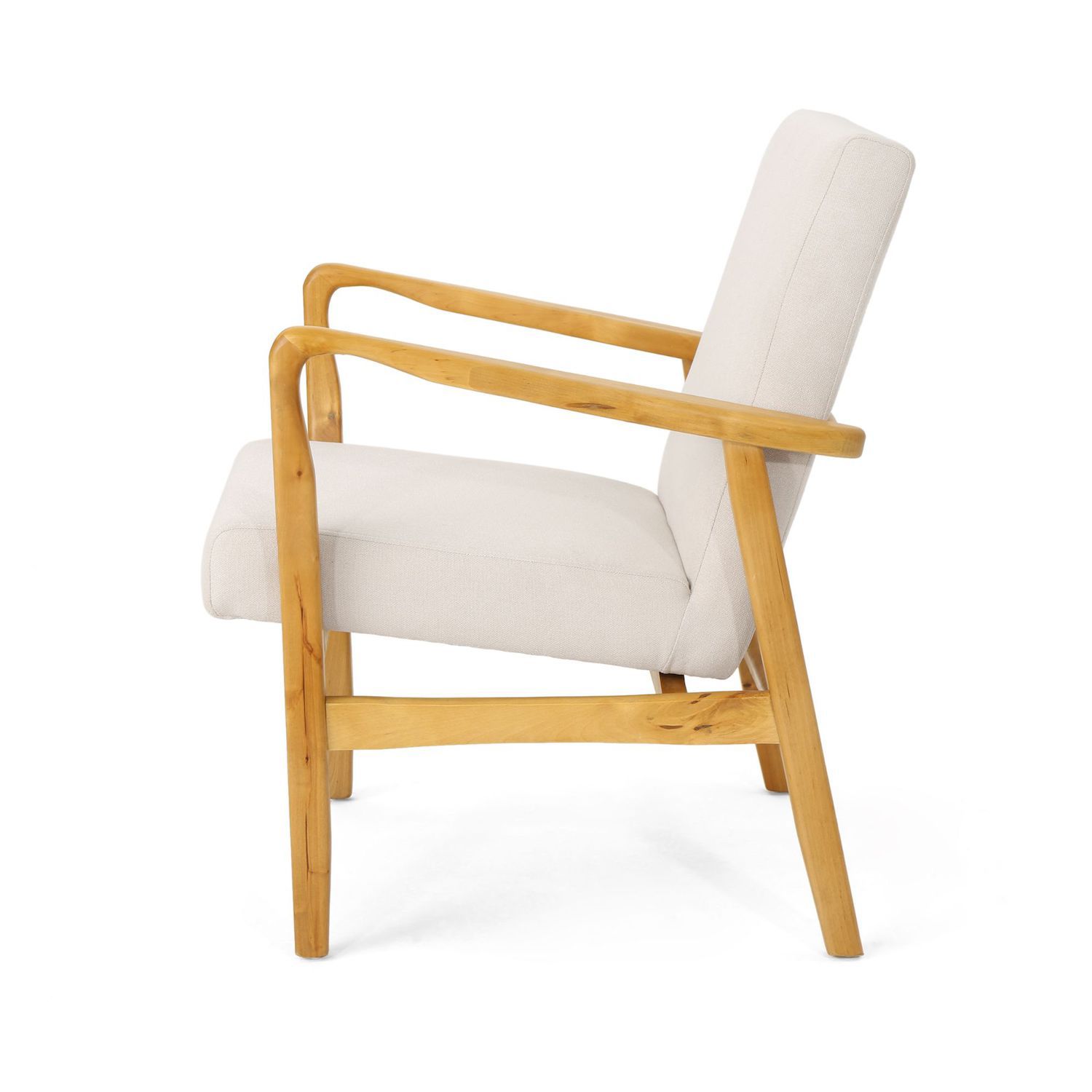 31.75 Ivory and Walnut Brown Contemporary Club Chair