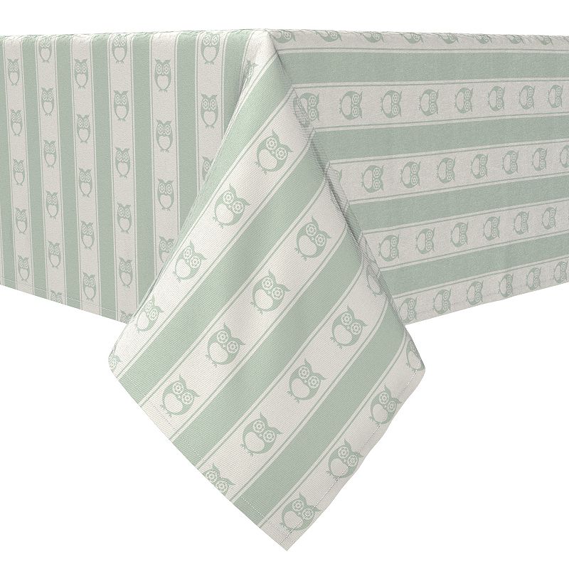 Square Tablecloth， 100% Cotton， 60x60， Pastel Owl Stripe