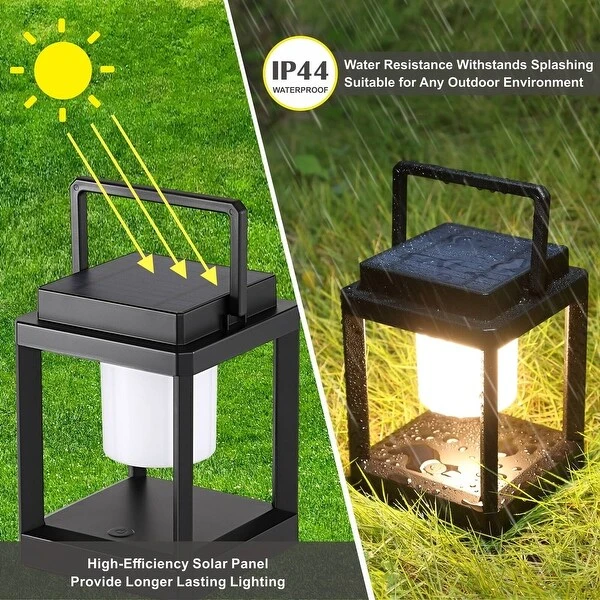 Outdoor Table Lamp, 3-Level Brightness Portable Rechargeable Solar Lamp Waterproof for Patio/Camping