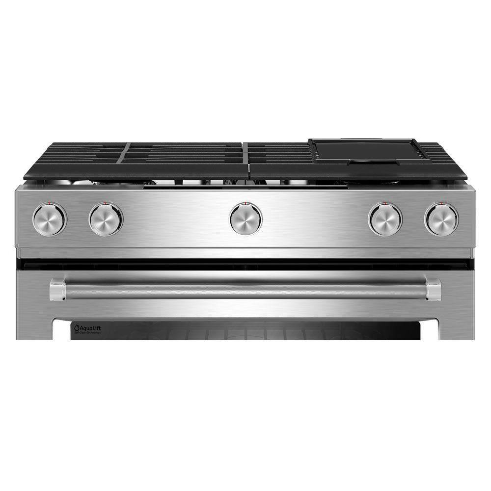 KitchenAid 6.5 cu. ft. Slide-In Gas Range with Self-Cleaning Convection Oven in Stainless Steel KSGB900ESS