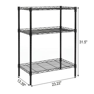 Karl home Black 3-Tier Heavy Duty Steel Freestanding Garage Storage Shelving Unit (13.4 in. W x 31.5 in. H x 23.23 in. D) 302992573228