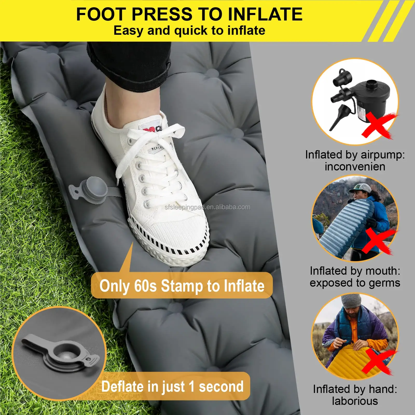 New Arrival Outdoor Wholesale 2 person Ultralight Air Inflating Camping Sleeping Pad