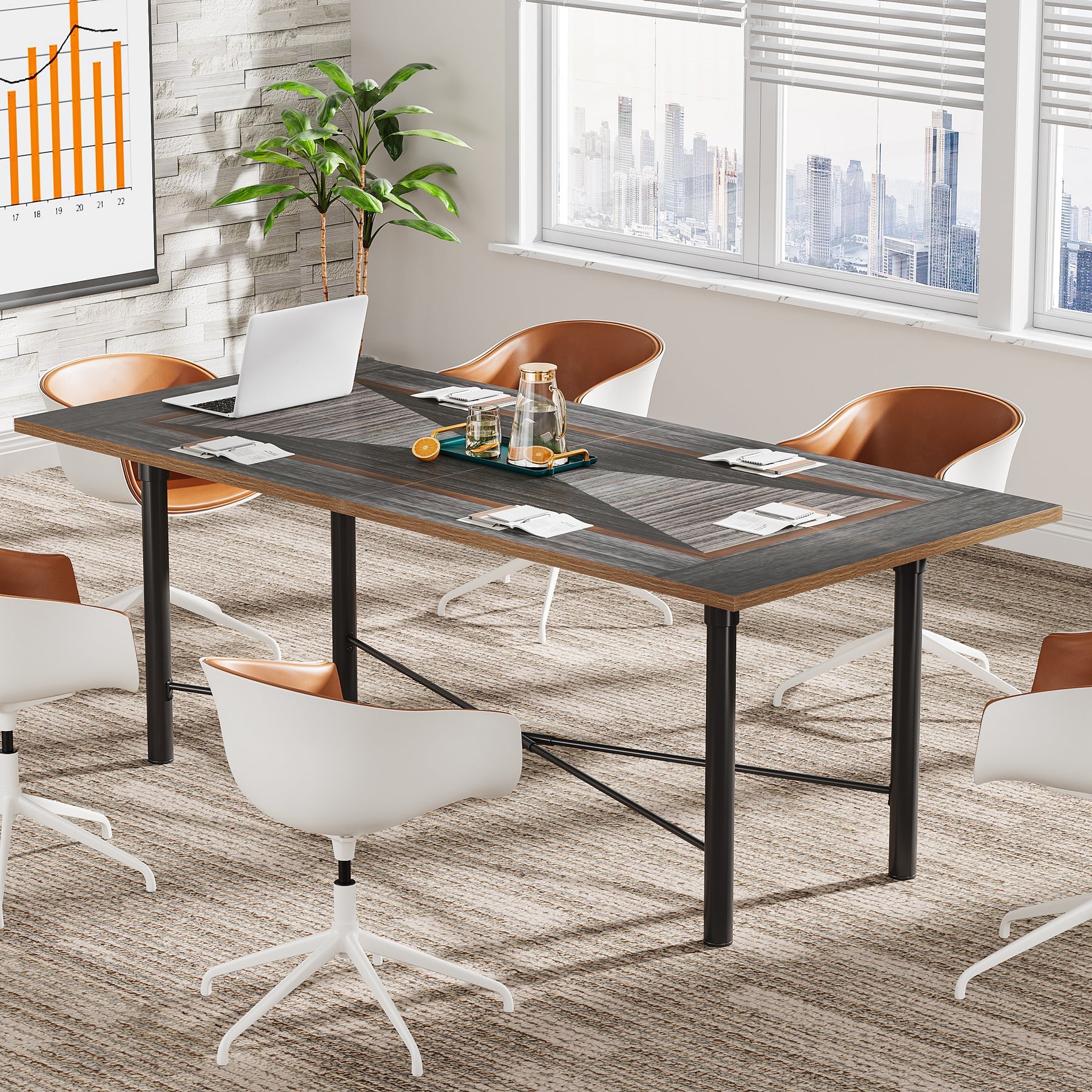 6FT Conference Table, Modern Meeting Table Training Boardroom Table