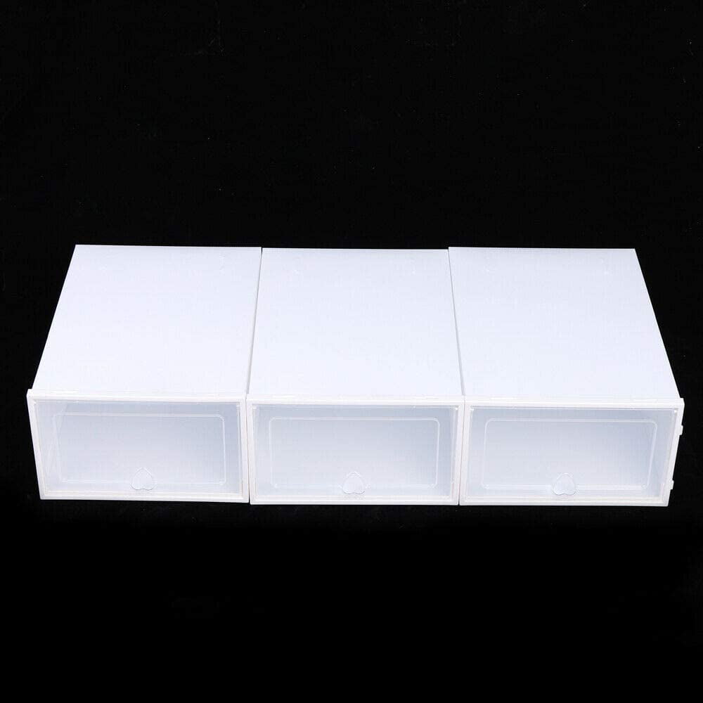 20x Shoe Storage Box Sneaker Case Stackable Container PP Plastic White with Lid