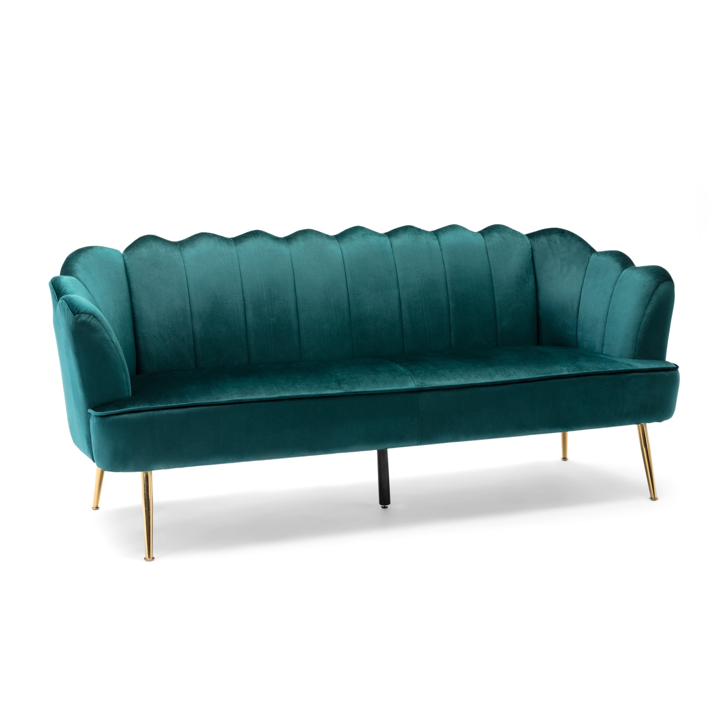 Ohnstad Modern Glam Velvet Channel Stitch 3 Seater Shell Sofa