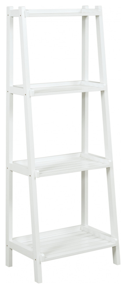 60 quotLadder Bookcase With 4 Shelves In White   Transitional   Bookcases   by HomeRoots  Houzz