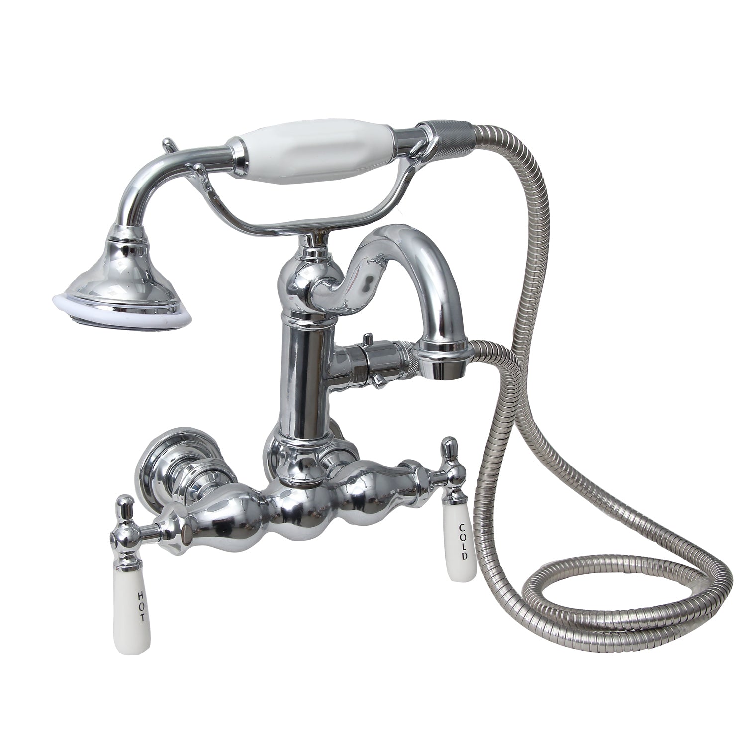 Tub Wall-Mounted Filler with Hand-Held Shower