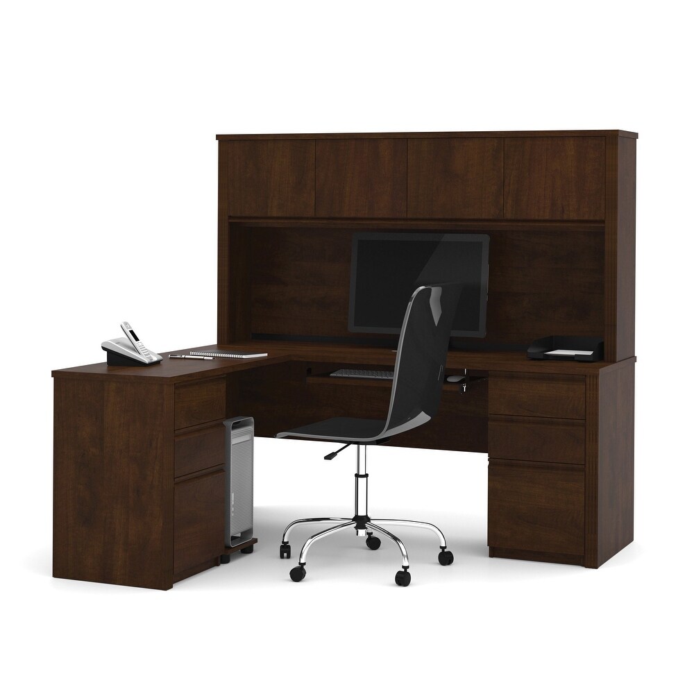 Bestar Prestige Plus L shaped Desk with Hutch