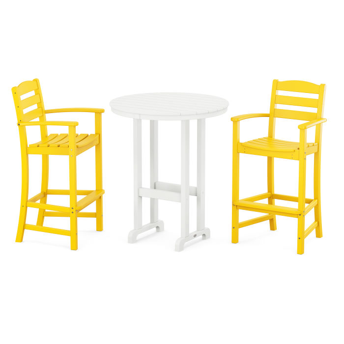 Polywood La Casa Café 3-Piece Round Farmhouse Bar Set PWS219