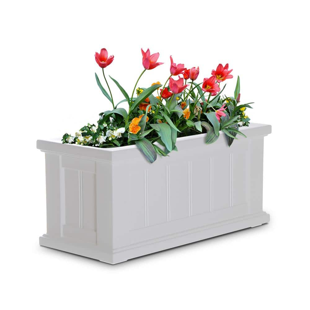 Mayne Cape Cod 24 in. x 11 in. Self-Watering White Polyethylene Planter 4839-W