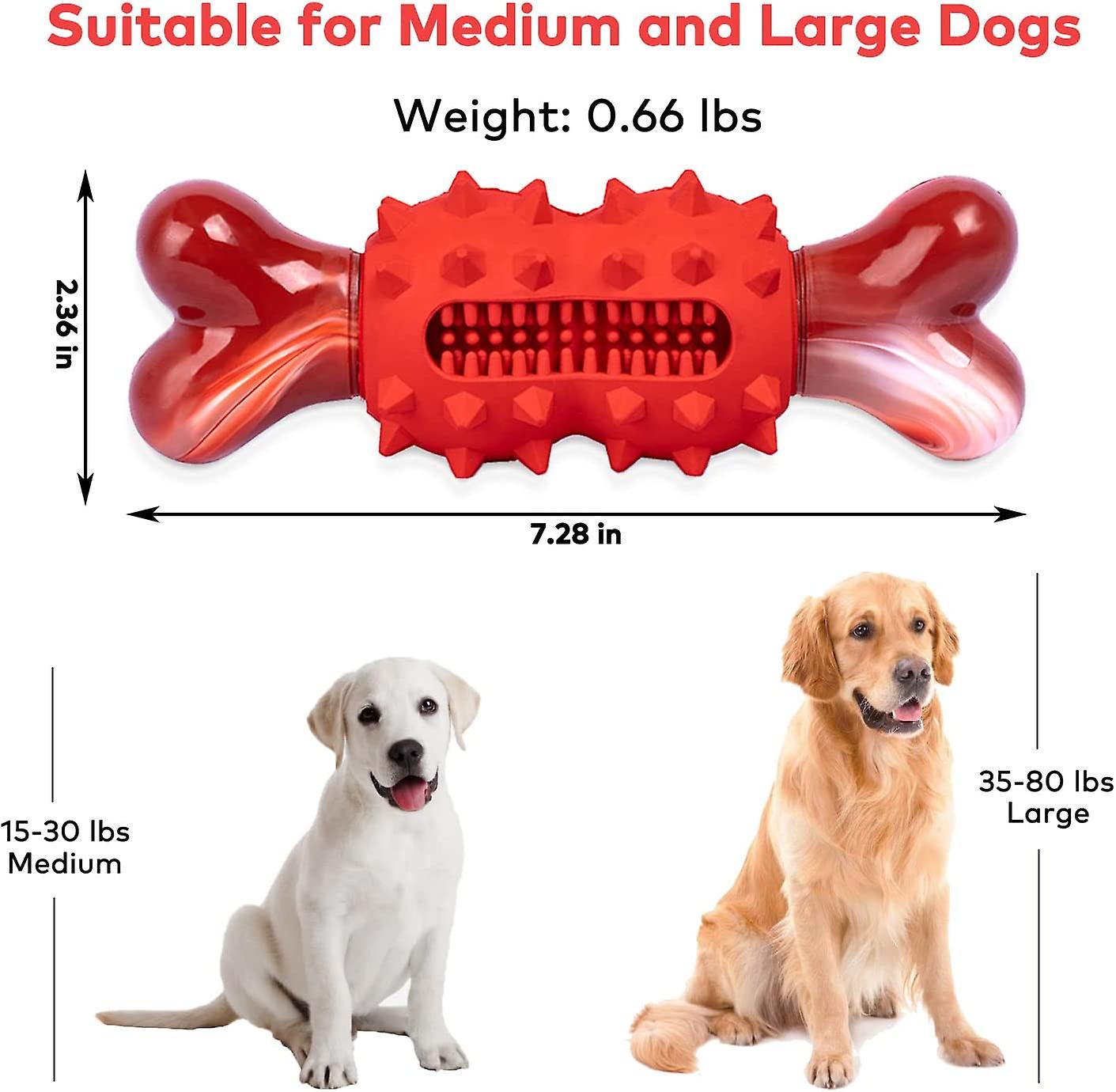 Dog Chew Toy For Aggressive Chewers， Beef Flavored Dog Bone Toy， Durable Rubber Chew Bone， Dog Chew Toy For Training And Cleaning Teeth， For Large， Me