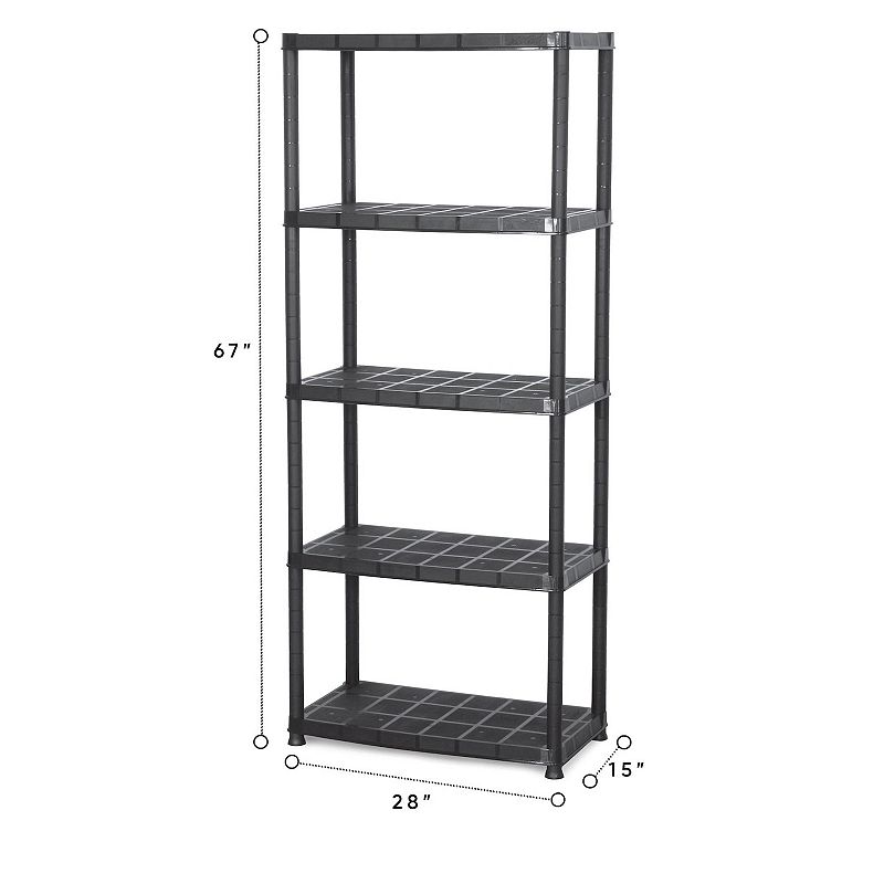 Ram Quality Products Platin 15 inch 5 Tier Plastic Storage Shelves， Black