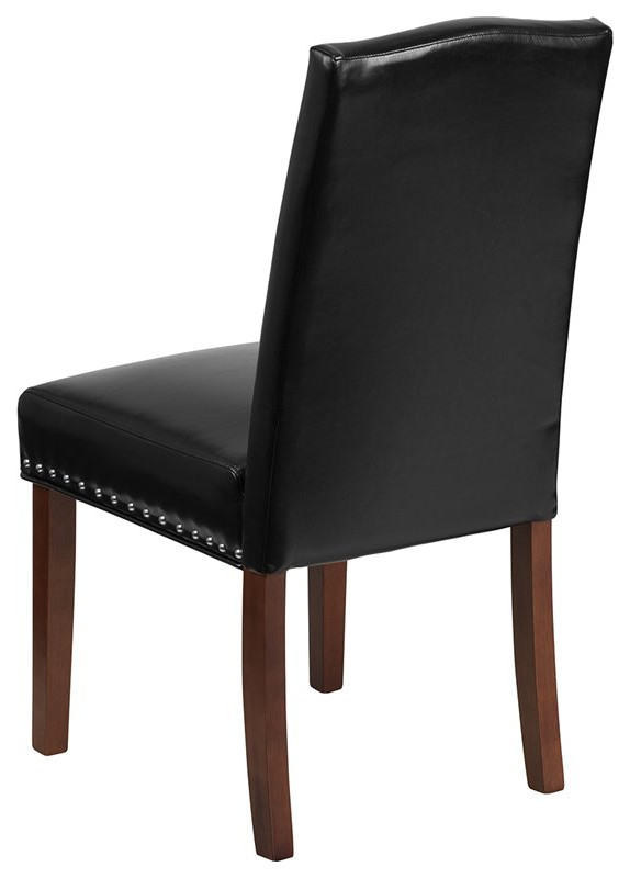 Flash Furniture Parsons Chair With Nail Heads In Black Leather   Contemporary   Armchairs And Accent Chairs   by BisonOffice  Houzz