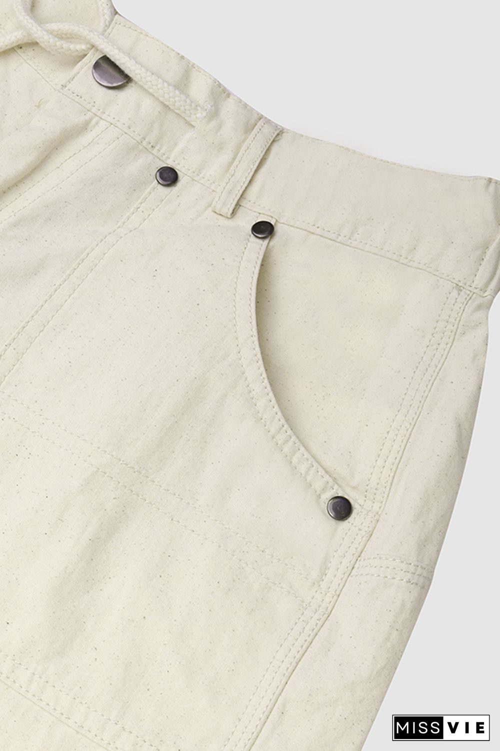 Drawstring Waist Slant Pocket Shorts