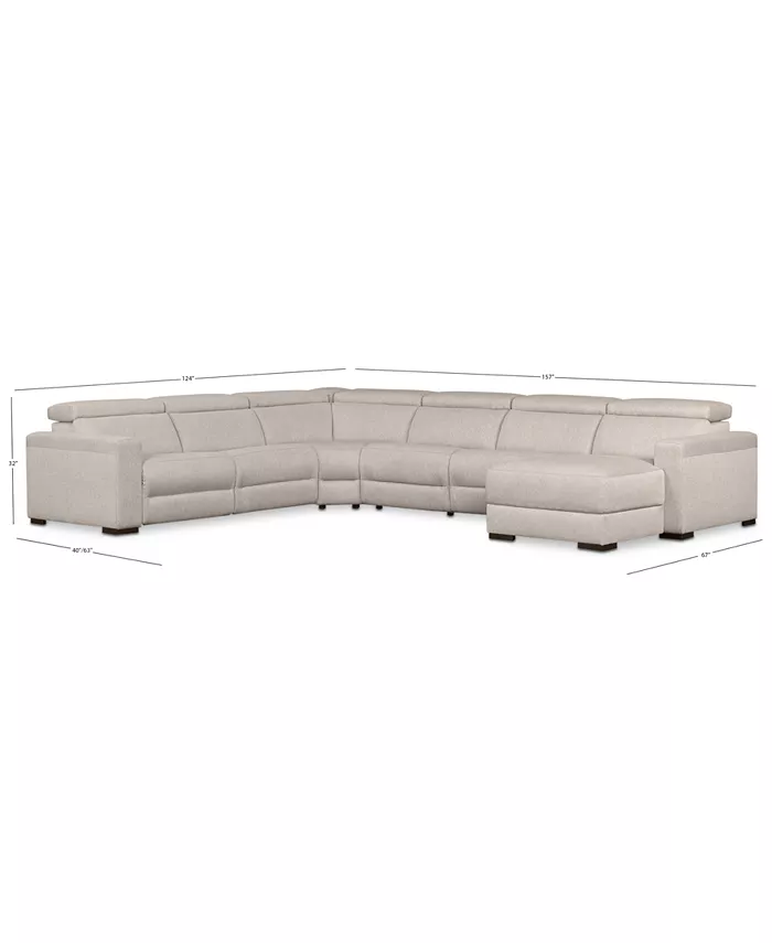 Furniture Nevio 157 6-Pc. Fabric Sectional Sofa with Chaise