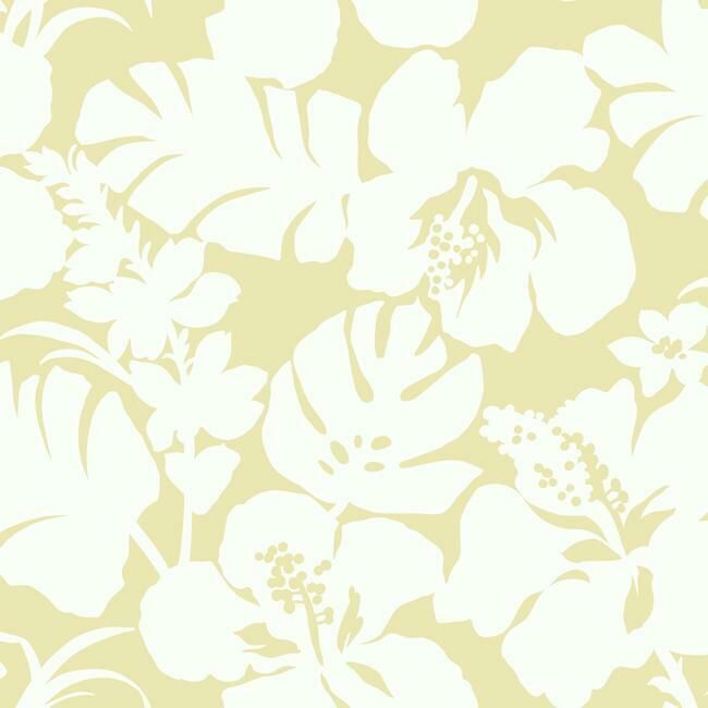 Sample Hibiscus Arboretum Wallpaper in Yellow from the Water's Edge Resource Library