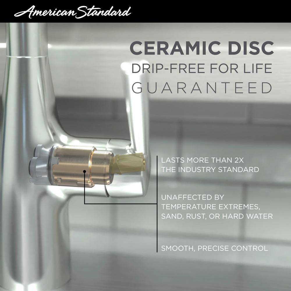 American Standard Colony Pro Single-Handle Standard Kitchen Faucet with Side Spray and Deck Plate in Stainless Steel 7074040.075