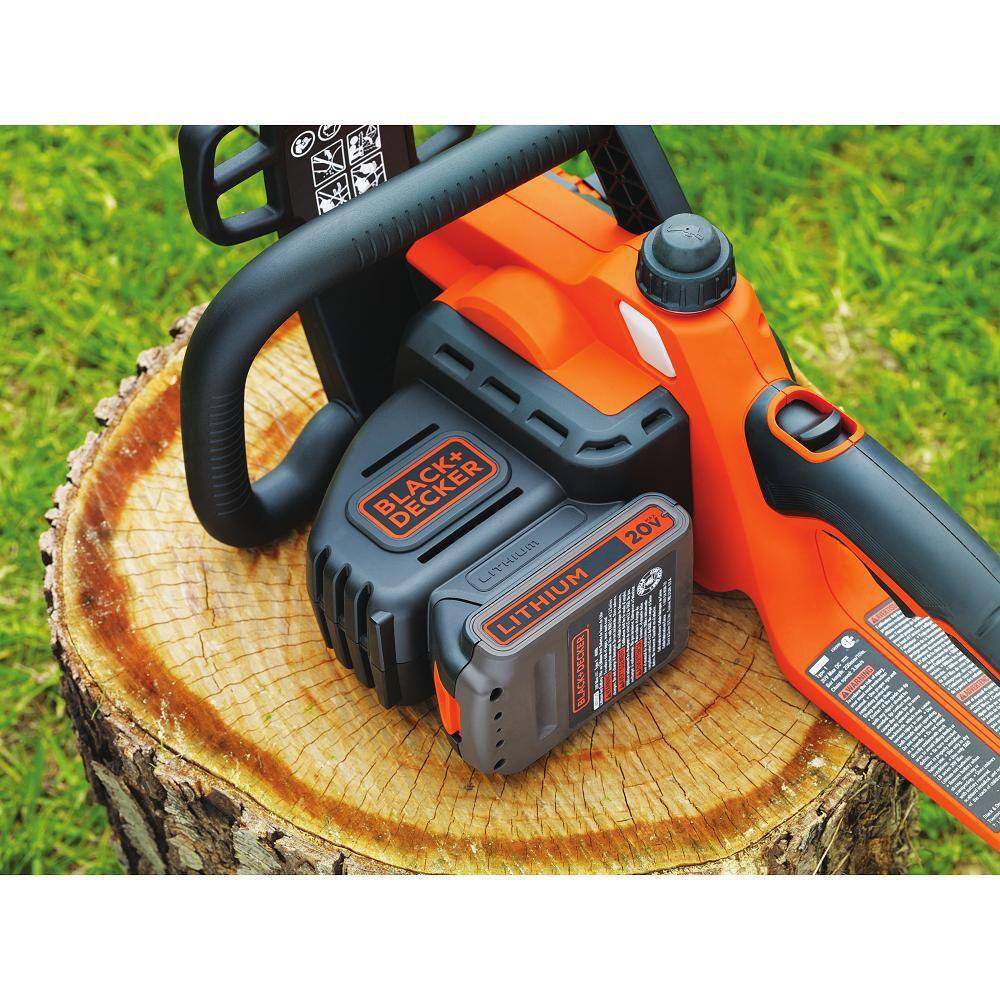 BLACK+DECKER 20V MAX 10 in. Battery Powered Chainsaw Kit with (1) 2Ah Battery  Charger LCS1020