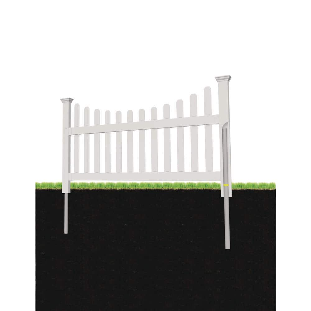 Zippity Outdoor Products 3.5 ft. H x 6 ft. W Permanent All American Vinyl Picket Fence Panel Kit with No-Dig Anchor and Cap ZP19041