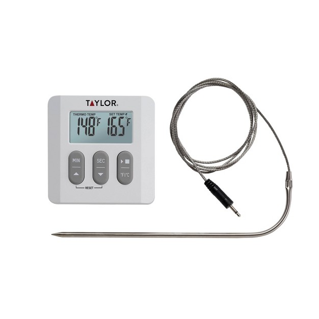 Taylor Programmable Digital Probe Kitchen Meat Cooking Thermometer With Timer