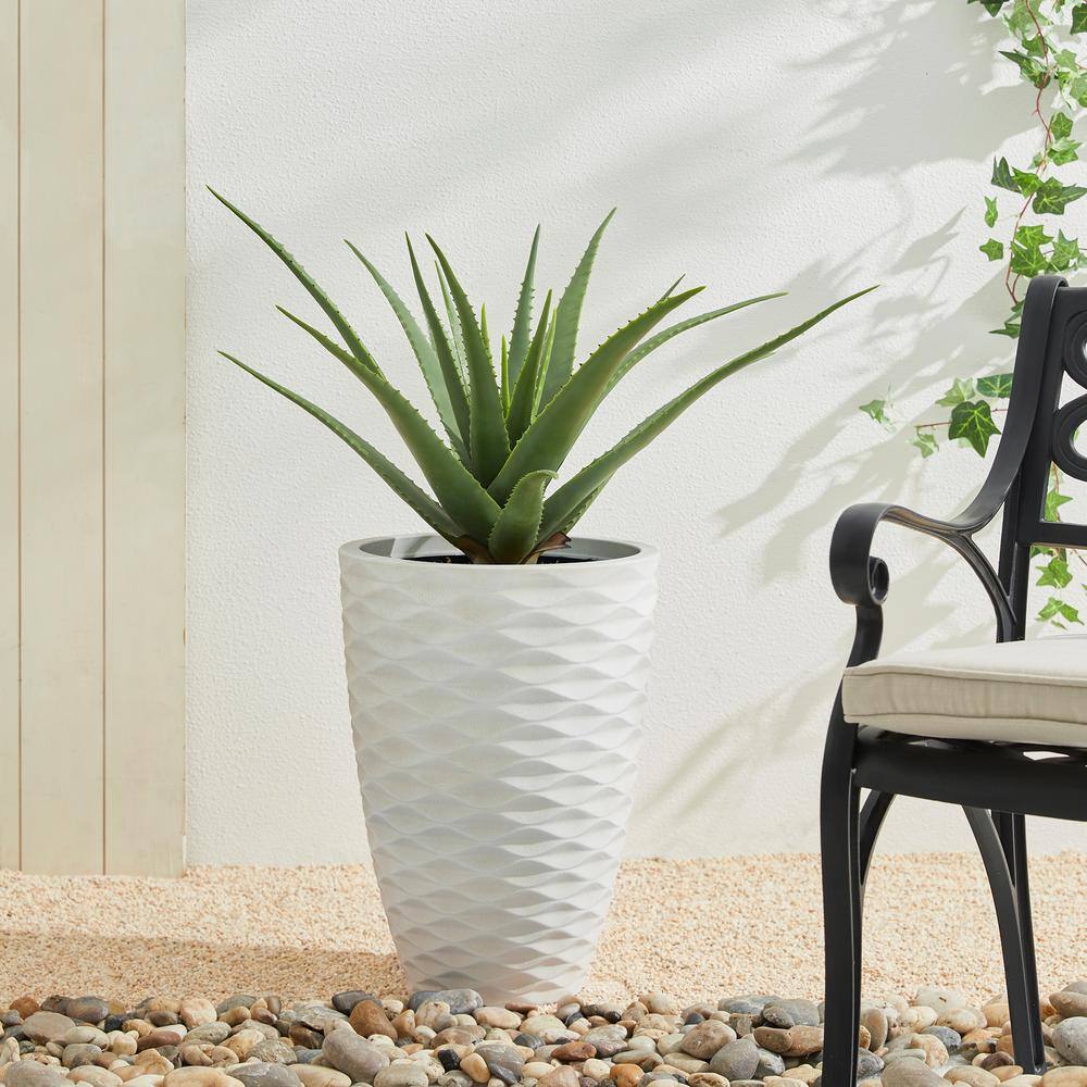 Glitzhome Eco-friendly Oversized Plastic Tall Round Diamond Planter， (Set of 2) 2007200016