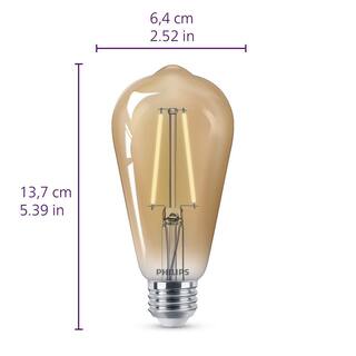 Philips 75-Watt Equivalent ST19 Glass Dimmable E26 Vintage Edison LED Light Bulb Amber 2000K (2-Pack) 565969