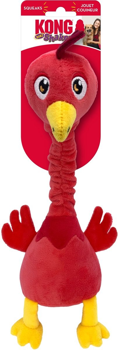 KONG Shakers Bobz Rooster Dog Toy， Coral， Medium