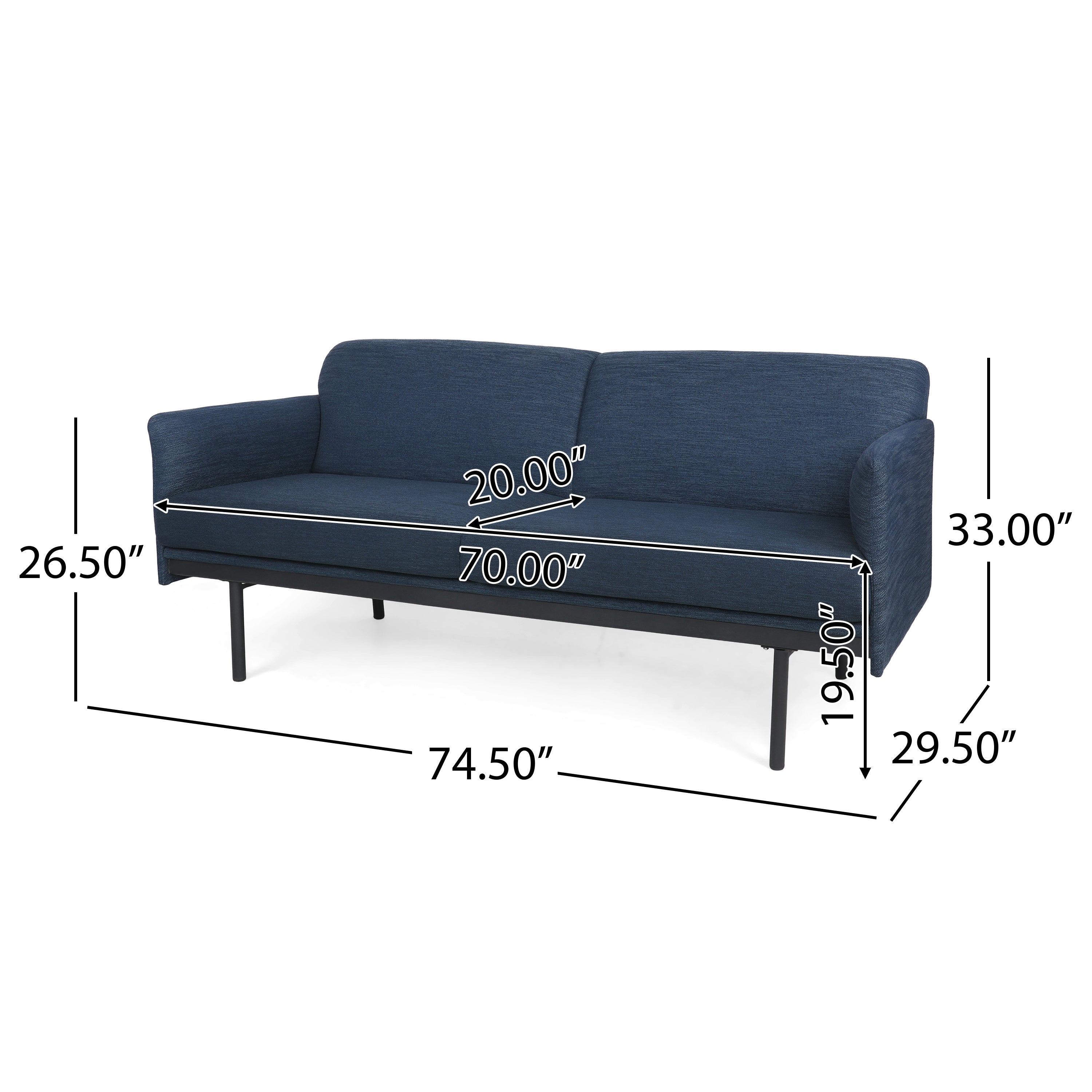 Mokena Contemporary Fabric Upholstered 3 Seater Sofa