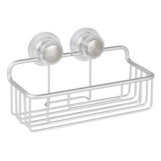 Idesign Metro Rustproof Aluminum Turn And Lock Suction Bathroom Shower Caddy Basket Silver