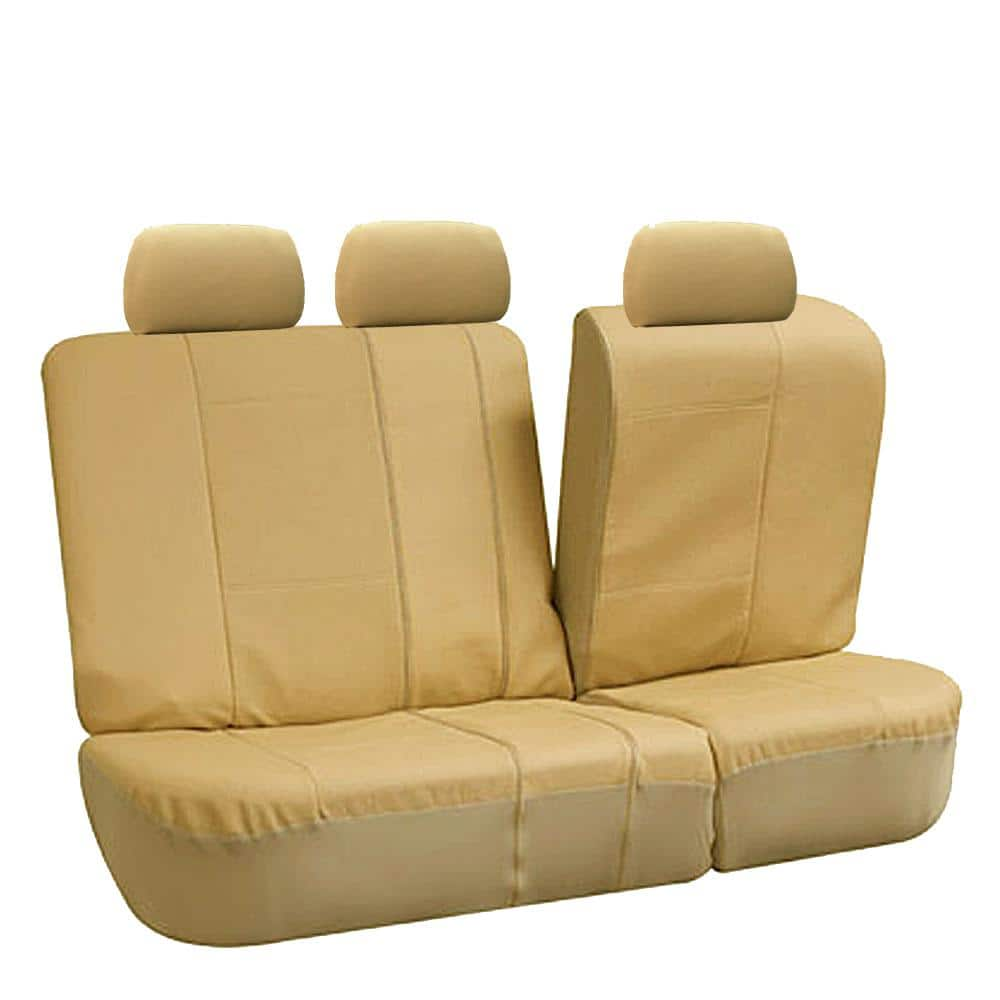 FH Group Deluxe Leatherette 47 in. x 23 in. x 1 in. Full Set Seat Covers DMPU007BEIGE115