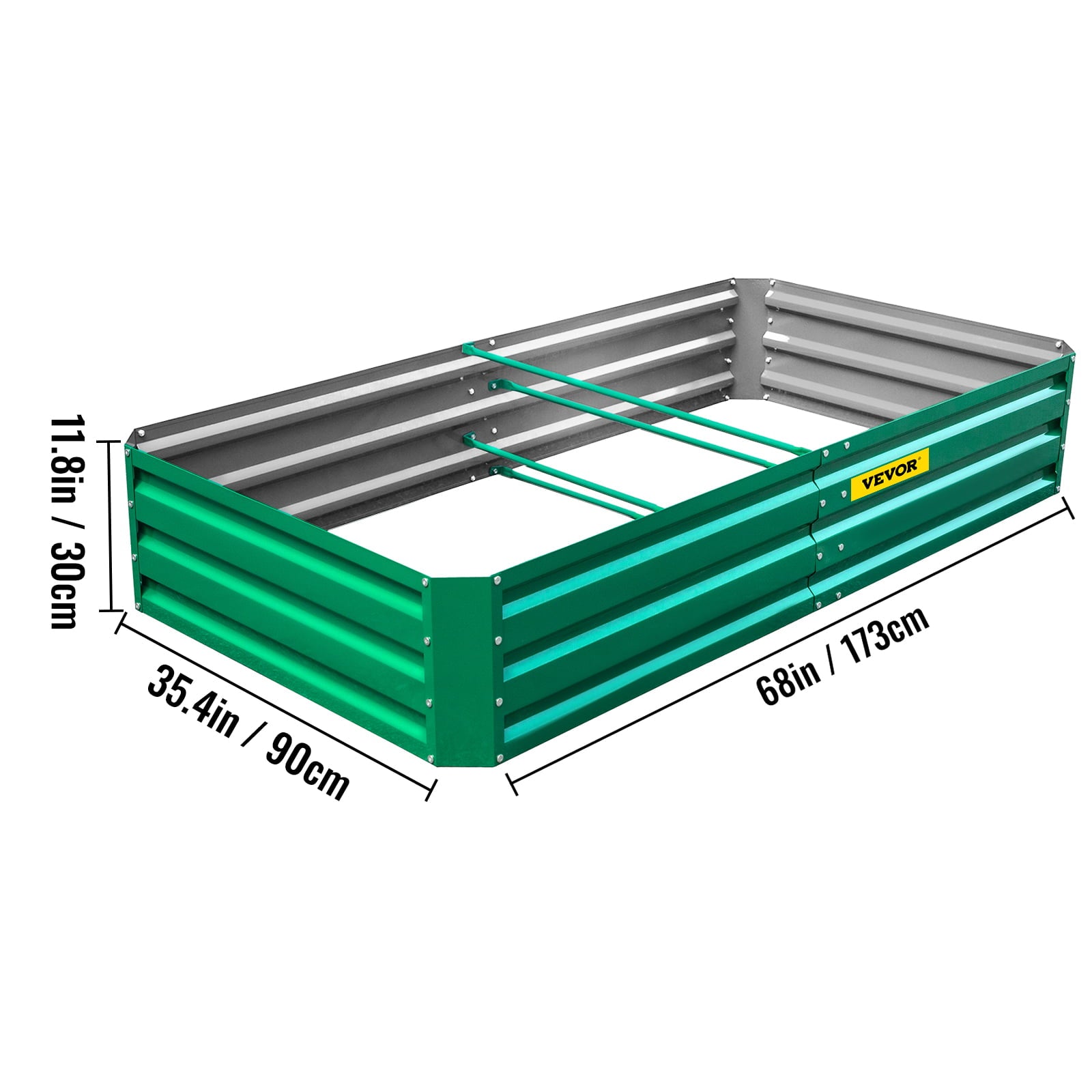 VEVORbrand Raised Metal Garden Bed, 68"x35"x12"Steel Garden Bed, Green Square Planter Box, Compost Garden Bed