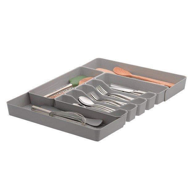 6 divider Exapandable Silverware Tray expands Up To 23 25 quot Gray Spectrum Diversified