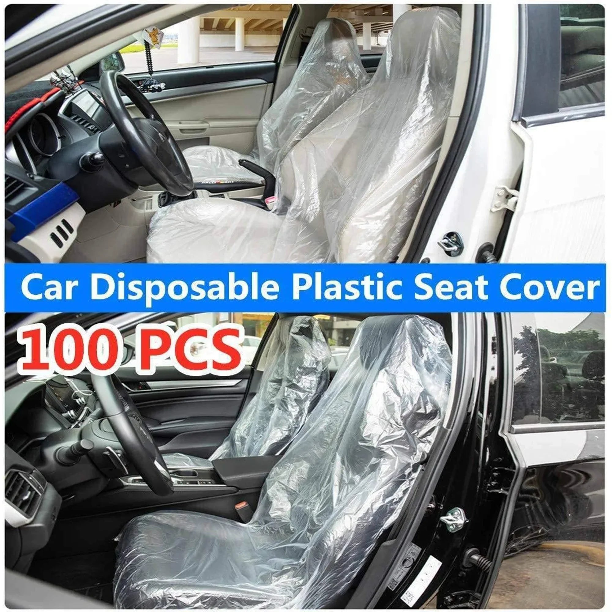 Nisorpa 100pcs Pack Universal Disposable Clear Car Seat Covers PVC Films Waterproof Protective 57