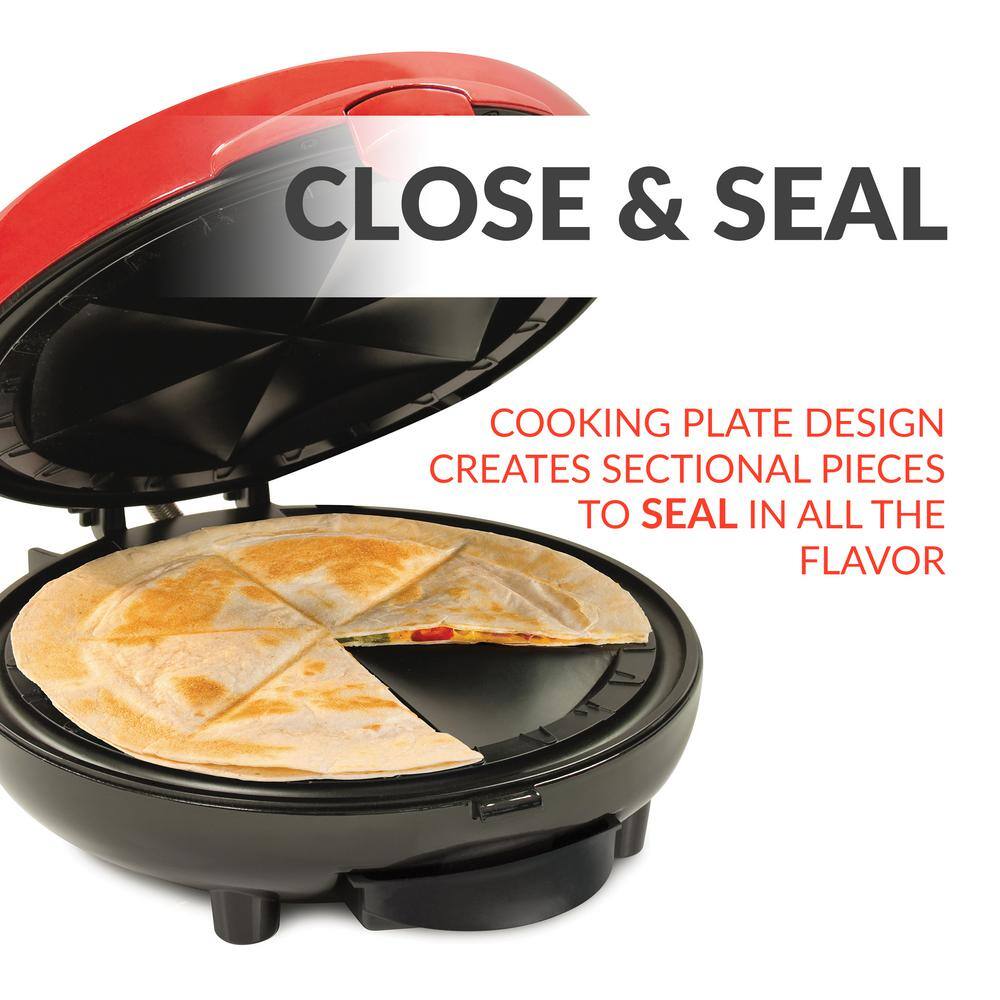 TACO TUESDAY 50.25 sq. in. Red Quesadilla Maker with Extra Stuffing Latch TCTEQM8RD