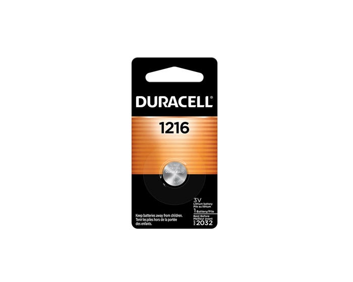 Duracell 1216 3V Lithium Coin Battery， 1 Pack