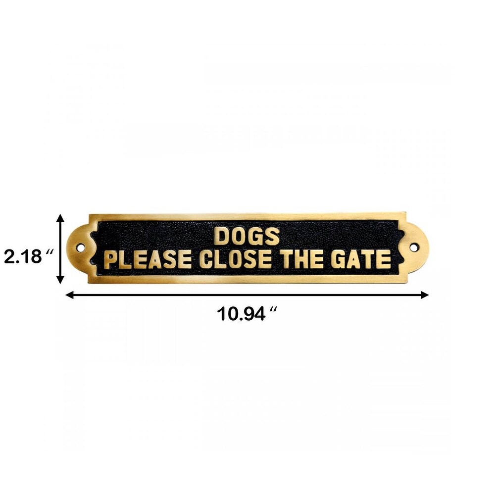 Dog Sign Outdoor Gate Plate Brass Plaque 2.2\