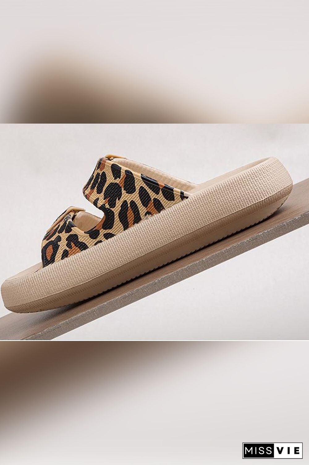 Leopard Print Buckle Strap Slippers