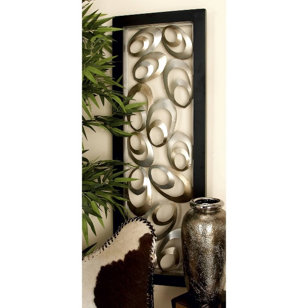 Metal Abstract Scallop Ribbon Wall Decor With Black Frame Gold Olivia amp May