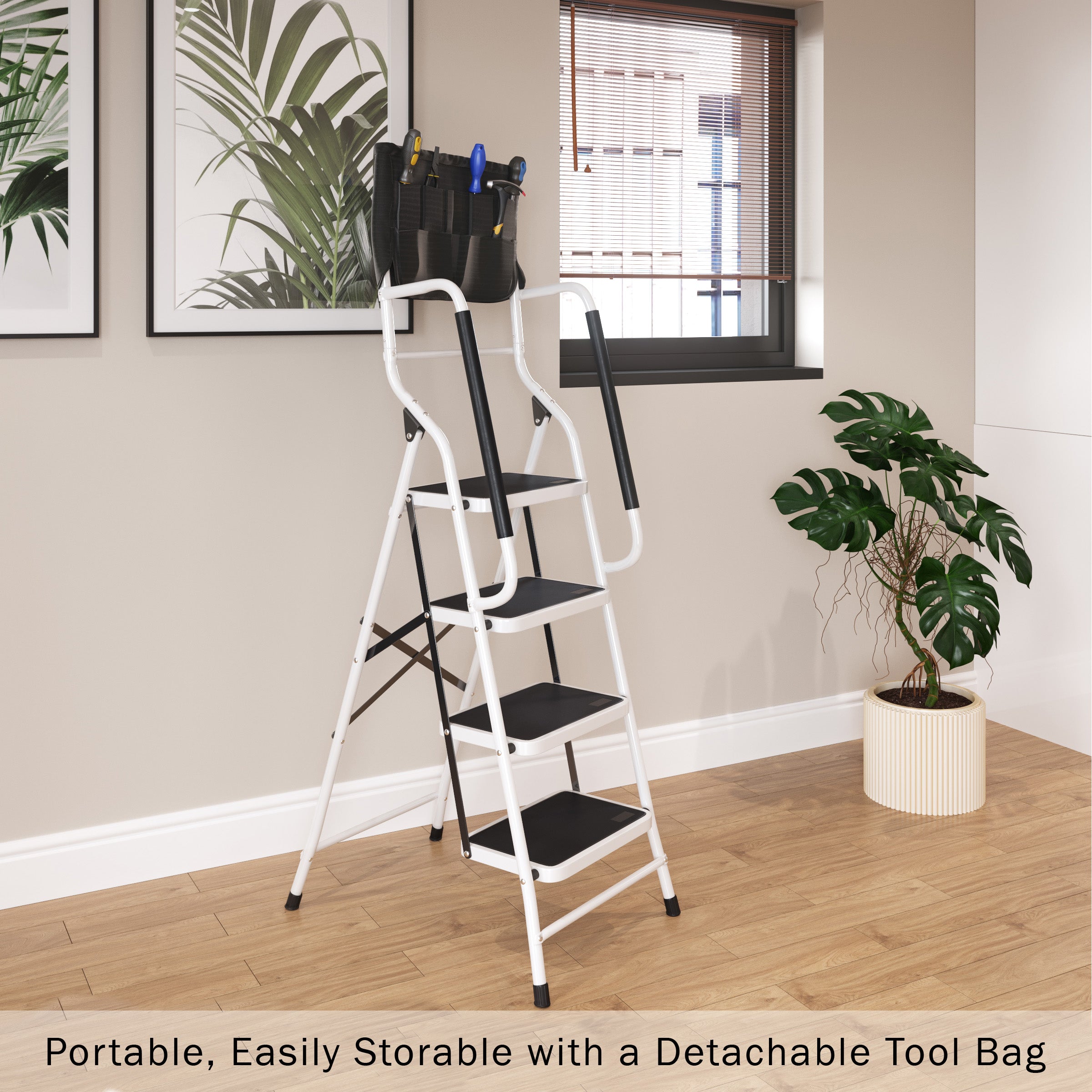 Pentagon Tools 4-Step Home Heavy Duty Folding Step Stool Ladder