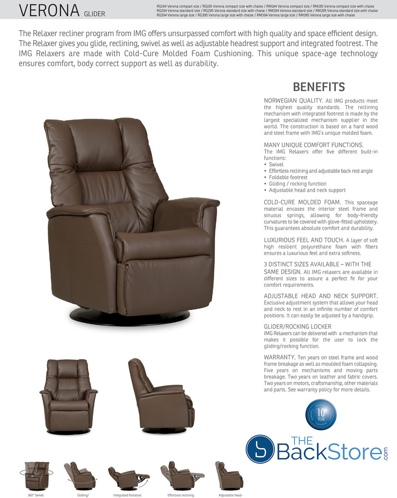 IMG Verona Manual Swivel Glider Relaxer Recliner Medium Savauge Truffle Leather   Contemporary   Recliner Chairs   by The Back Store  Houzz